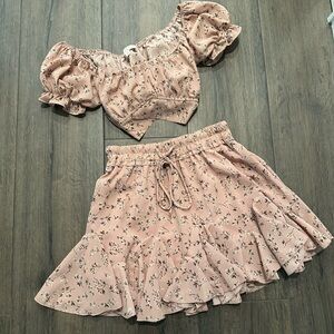 Floral Pink Skirt Set